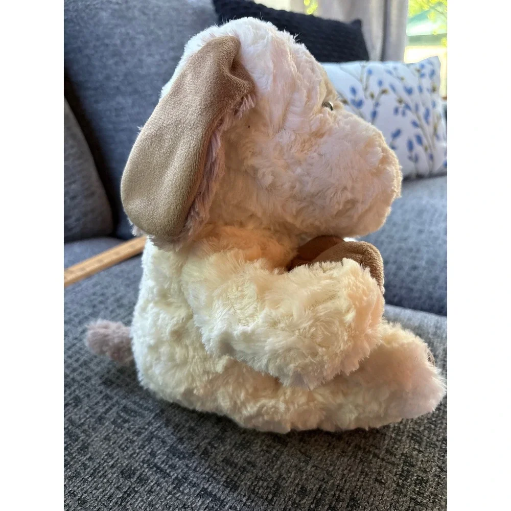 Walmart Valentine Puppy Plush Cream Brown XO Heart Ribbon Dog 10